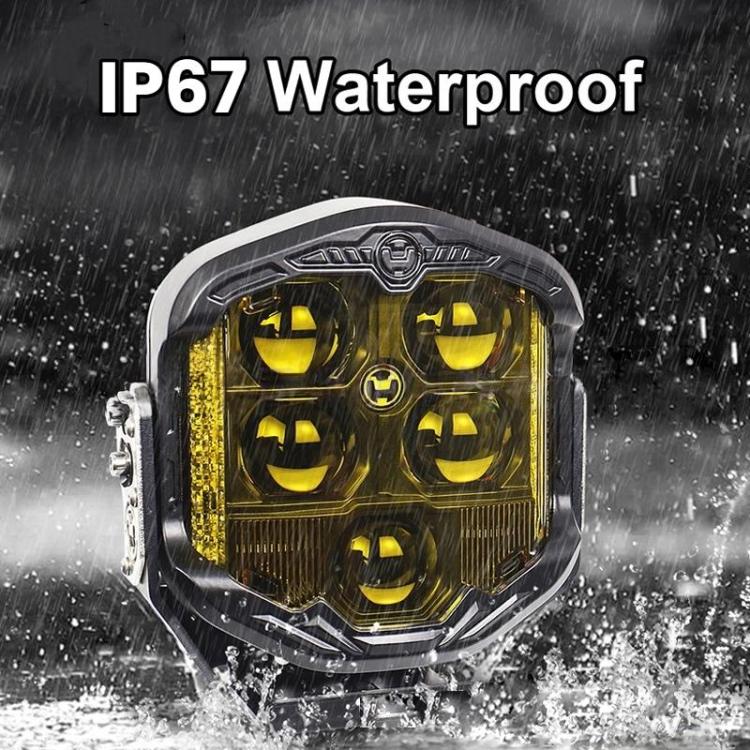 OL-21W03Y 7 Inch 3-Sided Illumination High / Low Beam Car Modified Work Light Roof Light  A-Pillar Spotlights