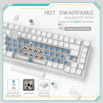 Ajazz AK820 핫스왑 유선 기계식 키보드 라이트 포함, 그린 스위치 아이스 블루 라이트 화이트, 레드 스위치 화이트 라이트 블랙, AS 레드 스위치 화이트 라이트 그레이 화이트, HP 스위치 화이트 라이트 화이트 그레이, 씨 솔트 스위치 RGB 퍼플 화이트 블루