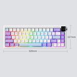 Ajazz AK650 화면 노브 RGB 라이트 탑재 트라이모드 무선 기계식 키보드, 플라잉 피쉬 스위치 퍼플 화이트 블루, 드림 스위치 퍼플 화이트 블루, 드림 스위치 블랙 그레이 옐로우, 드림 스위치 측면 각인 그라데이션 블랙베리