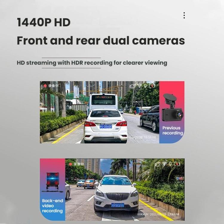 흡착 컵 브래킷 HD 야간 투시 전후면 이중 녹화 WiFi 차량용 블랙박스