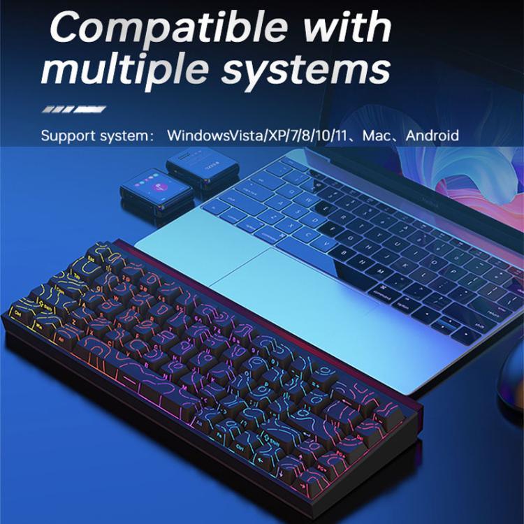 NACODEX NK68 마그네틱 샤프트 기계식 화려한 컬러 유선 키보드 사무용 컴퓨터 게이밍 68키 키보드, 일반 화이트, 윤곽선 화이트, 윤곽선 블랙