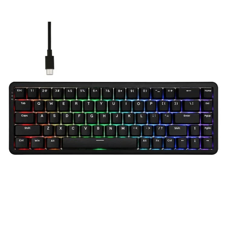 Ajazz AK680 MAX 마그네틱 샤프트 기계식 유선 키보드 RGB 라이트 탑재, 블랙, 화이트, 블랙 그레이 옐로우, 블루 화이트 다크 블루, 측면 각인 그라데이션 핑크, 윤곽선 블랙, 윤곽선 화이트