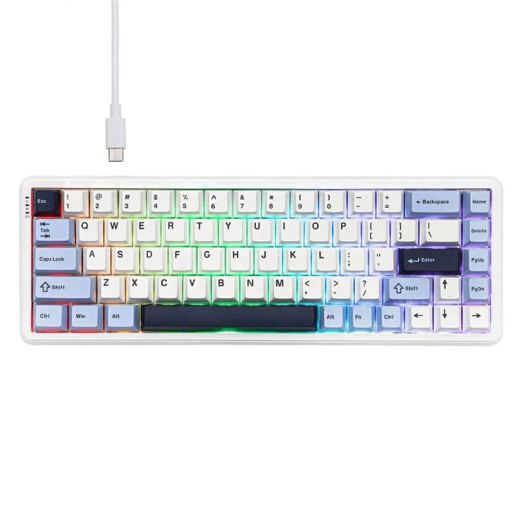 Ajazz AK680 MAX 마그네틱 샤프트 기계식 유선 키보드 RGB 라이트 탑재, 블랙, 화이트, 블랙 그레이 옐로우, 블루 화이트 다크 블루, 측면 각인 그라데이션 핑크, 윤곽선 블랙, 윤곽선 화이트