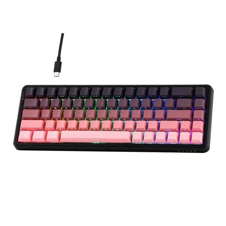 Ajazz AK680 MAX 마그네틱 샤프트 기계식 유선 키보드 RGB 라이트 탑재, 블랙, 화이트, 블랙 그레이 옐로우, 블루 화이트 다크 블루, 측면 각인 그라데이션 핑크, 윤곽선 블랙, 윤곽선 화이트