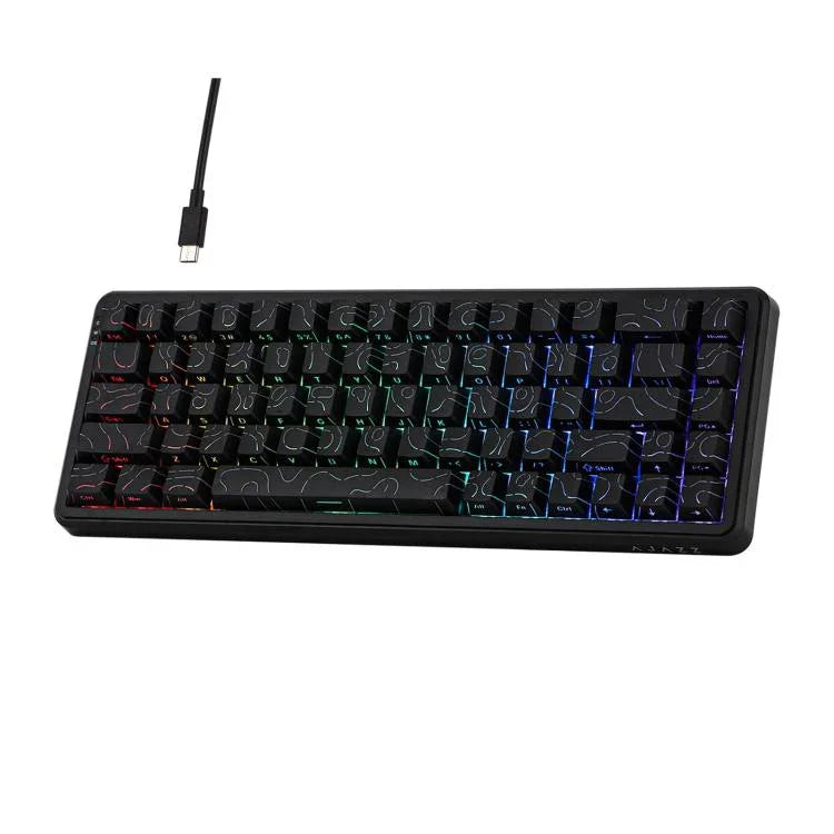 Ajazz AK680 MAX 마그네틱 샤프트 기계식 유선 키보드 RGB 라이트 탑재, 블랙, 화이트, 블랙 그레이 옐로우, 블루 화이트 다크 블루, 측면 각인 그라데이션 핑크, 윤곽선 블랙, 윤곽선 화이트