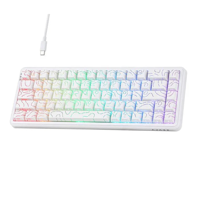 Ajazz AK680 MAX 마그네틱 샤프트 기계식 유선 키보드 RGB 라이트 탑재, 블랙, 화이트, 블랙 그레이 옐로우, 블루 화이트 다크 블루, 측면 각인 그라데이션 핑크, 윤곽선 블랙, 윤곽선 화이트