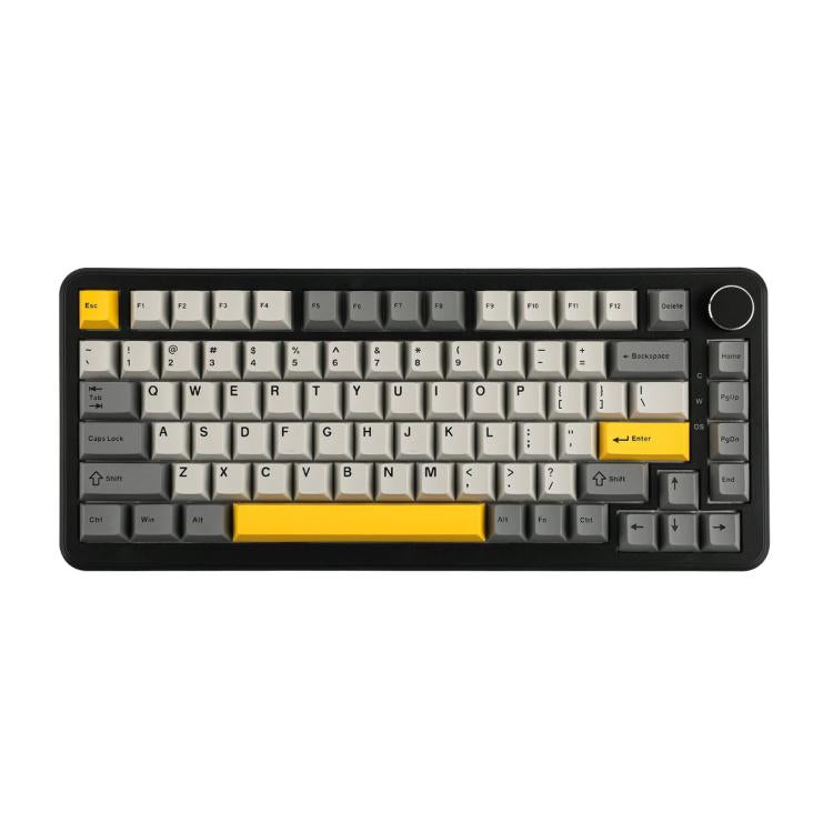 Ajazz AK820 MAX 핫스왑 가스켓 75 기계식 키보드 RGB 라이트 탑재, 트라이모드 아이스크림 샤프트 블랙 그레이 옐로우, 유선 마그네틱 샤프트 블랙 그레이 옐로우, 유선 마그네틱 샤프트 측면 조각 그라데이션 그레이