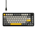 Ajazz AK820 MAX 핫스왑 가스켓 75 기계식 키보드 RGB 라이트 탑재, 트라이모드 아이스크림 샤프트 블랙 그레이 옐로우, 유선 마그네틱 샤프트 블랙 그레이 옐로우, 유선 마그네틱 샤프트 측면 조각 그라데이션 그레이