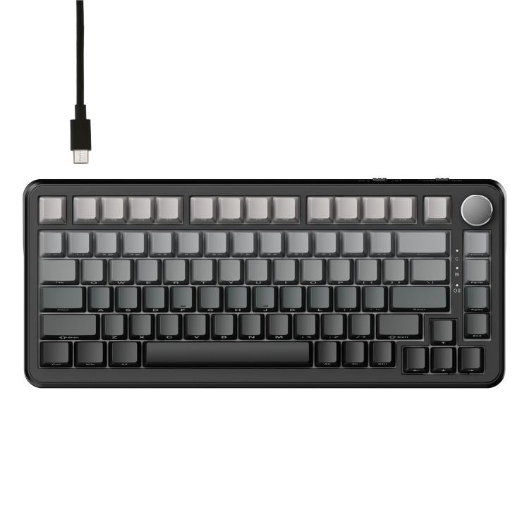 Ajazz AK820 MAX 핫스왑 가스켓 75 기계식 키보드 RGB 라이트 탑재, 트라이모드 아이스크림 샤프트 블랙 그레이 옐로우, 유선 마그네틱 샤프트 블랙 그레이 옐로우, 유선 마그네틱 샤프트 측면 조각 그라데이션 그레이