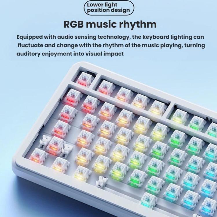 Ajazz AK820 MAX 핫스왑 가스켓 75 기계식 키보드 RGB 라이트 탑재, 트라이모드 아이스크림 샤프트 블랙 그레이 옐로우, 유선 마그네틱 샤프트 블랙 그레이 옐로우, 유선 마그네틱 샤프트 측면 조각 그라데이션 그레이