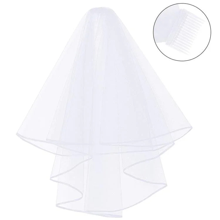 Bridal Veil Hair Accessories Double-Layer Tulle Veil, Red Plastic Hairbrush, Black Plastic Hairbrush, White Plastic Hairbrush, Red Iron Hairbrush, Black Iron Hairbrush, White Iron Hairbrush