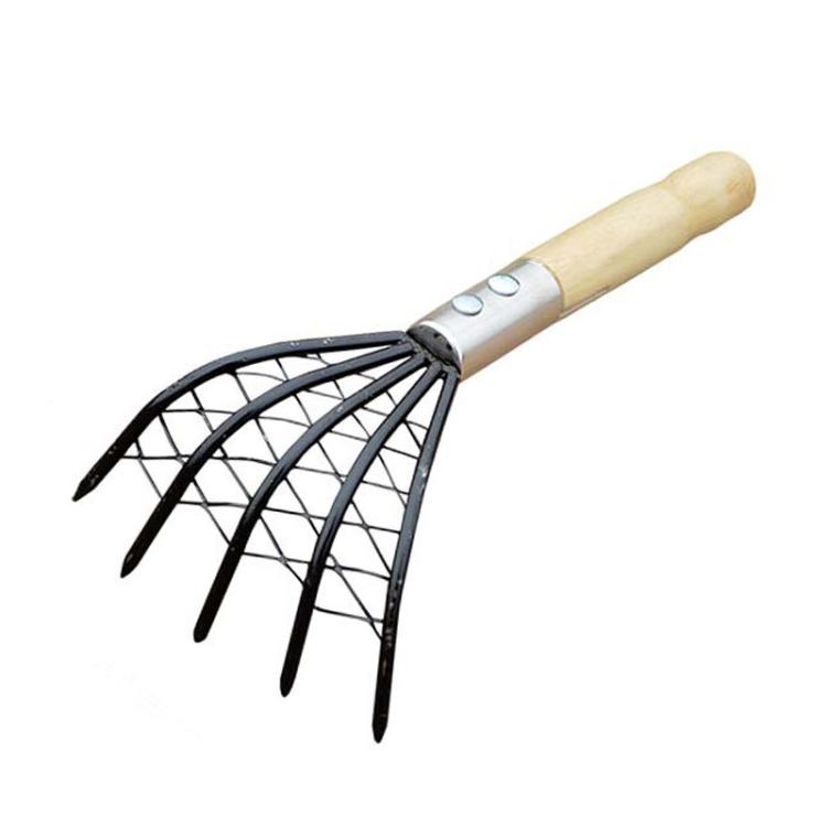 망 주머니 달린 조개 갈퀴 해변용 나무 손잡이 작은 철 갈퀴 도구, 짧은형, 긴형