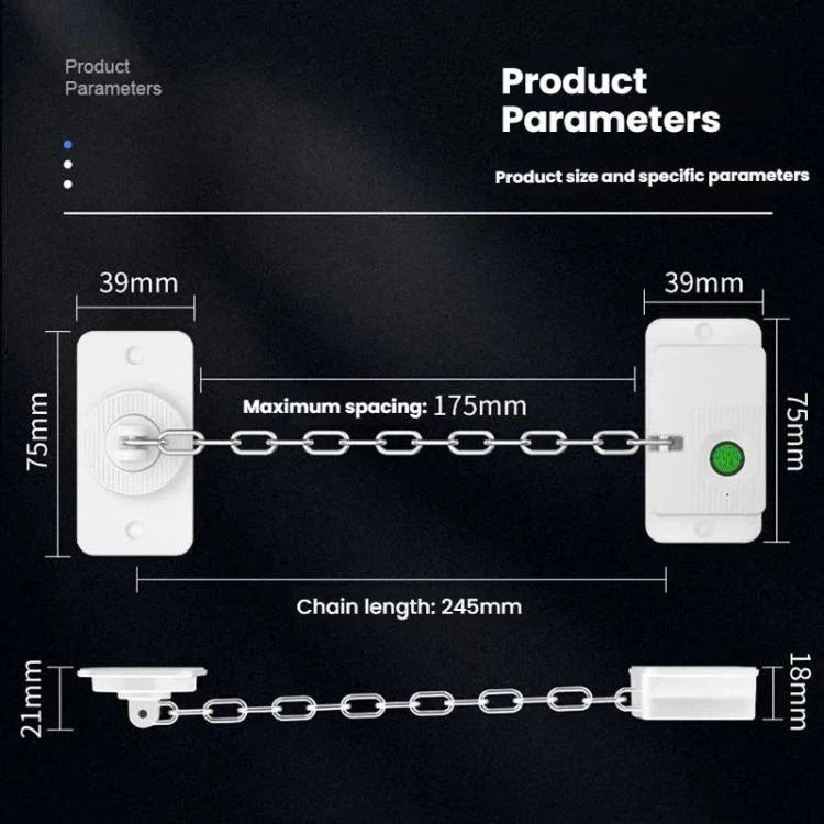 Smart Fingerprint Chain Lock with Electronic Key Child & Pet Safety Window Restrictor