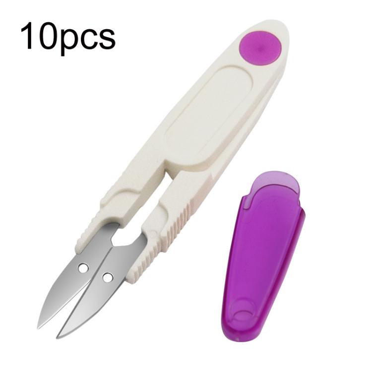10pcs 가정용 십자수 의류 실 투명 커버 가위, 보라색, 노란색, 파란색, 빨간색