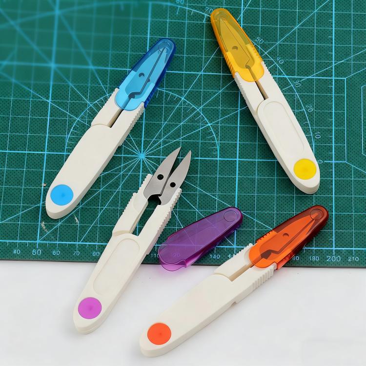 10pcs 가정용 십자수 의류 실 투명 커버 가위, 보라색, 노란색, 파란색, 빨간색