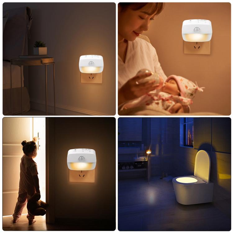 스마트 모션 센서 야간등 3가지 색온도 플러그인 조명 침실, 복도, 계단용, EU 플러그, US 플러그