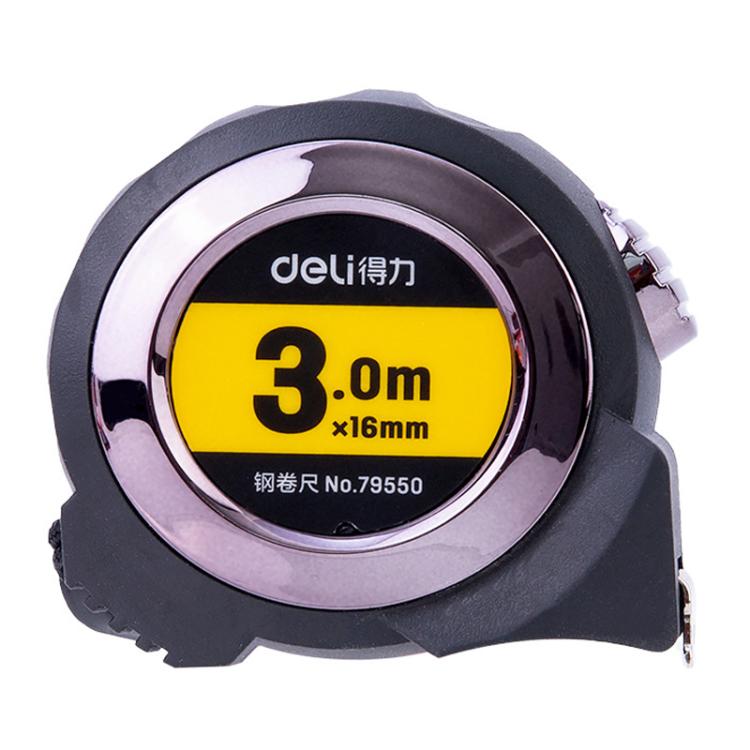 자가 잠금 강철 줄자 TPR 커버 측정자, Deli 79550 3m x 16mm, Deli 79551 5m x 19mm, Deli 79552 7.5m x 25mm, Deli 79553 10m x 25mm