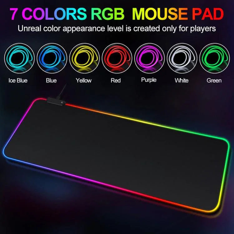 마이크로 USB LED 발광 마우스 키보드 패드 RGB 컬러풀 라이트 잠금 가장자리 두꺼운 마우스 데스크 패드, 250x350x3mm, 250x350x4mm, 300x800x3mm, 300x800x4mm, 400x900x3mm, 400x900x4mm