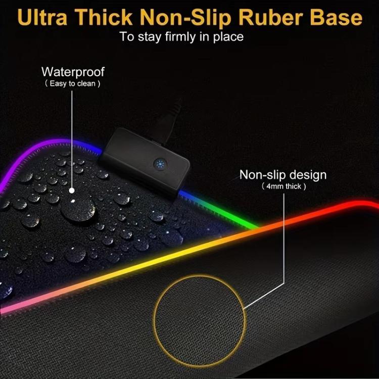 마이크로 USB LED 발광 마우스 키보드 패드 RGB 컬러풀 라이트 잠금 가장자리 두꺼운 마우스 데스크 패드, 250x350x3mm, 250x350x4mm, 300x800x3mm, 300x800x4mm, 400x900x3mm, 400x900x4mm