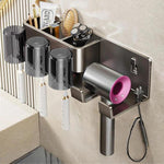 No-Drill 3-in-1 Bathroom Organizer Wall Mount Toothbrush & Hair Dryer Holder Integrated Shelf, 2Person-WithCup, 2Person-NoCup, 3Person-WithCup, 3Person-NoCup, 4Person-WithCup, 4Person-NoCup