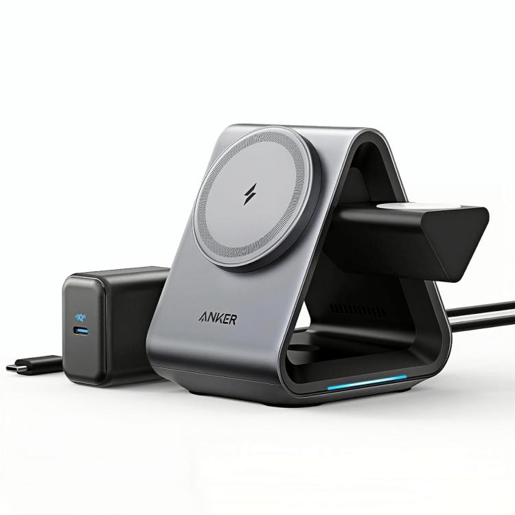 ANKER B2599 15W 3 In 1 Desktop Magnetic Wireless Charger Docking Station For iPhone / iWatch / AirPods, US Plug, B2599