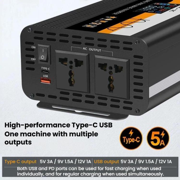 12V / 24V To 220V Pure Sine Wave Inverter Universal Car Power Converter, 800W Black, 1400W Black, 2000W Black, 3000W Black, 3600W Black, 4000W Black, 800W Red, 1400W Red, 2000W Red, 3000W Red
