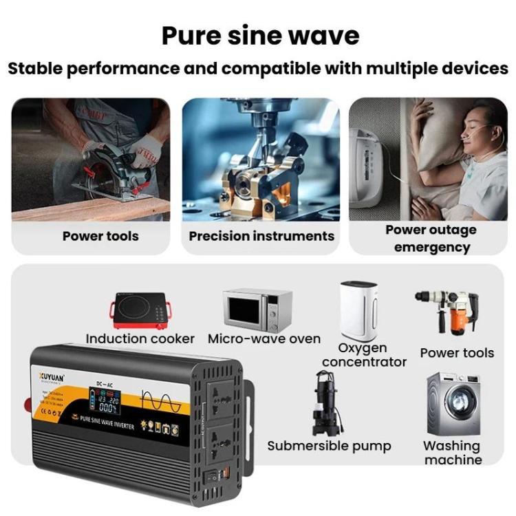 12V / 24V To 220V Pure Sine Wave Inverter Universal Car Power Converter, 800W Black, 1400W Black, 2000W Black, 3000W Black, 3600W Black, 4000W Black, 800W Red, 1400W Red, 2000W Red, 3000W Red