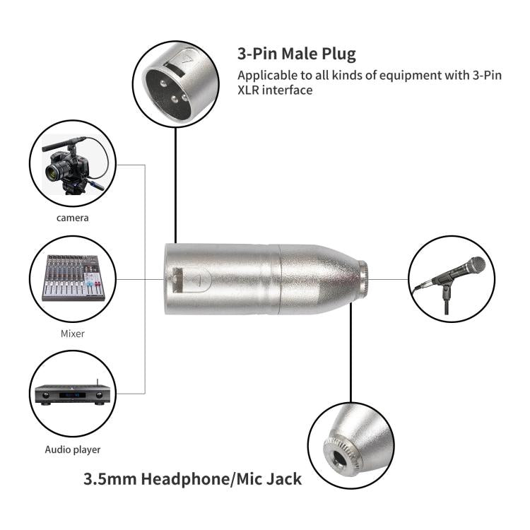 금속 하우징 3.5mm 암 1/8 TRS to Carnott 수 XLR 수 오디오 어댑터