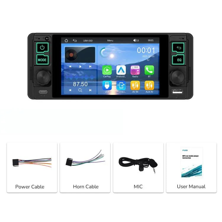 5.1인치 가로 화면 단좌 범용 MP5 플레이어 무선 CarPlay 기능 통합 기기, 표준, 표준+12등 카메라