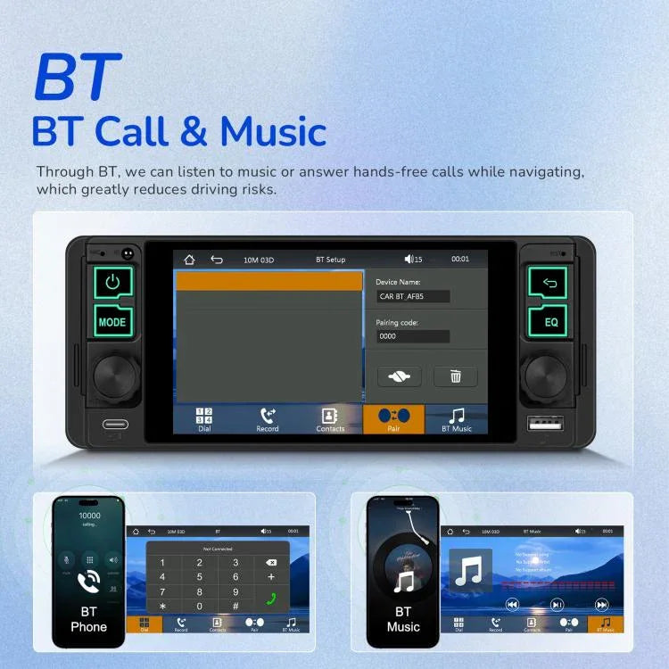 5.1인치 가로 화면 단좌 범용 MP5 플레이어 무선 CarPlay 기능 통합 기기, 표준, 표준+12등 카메라