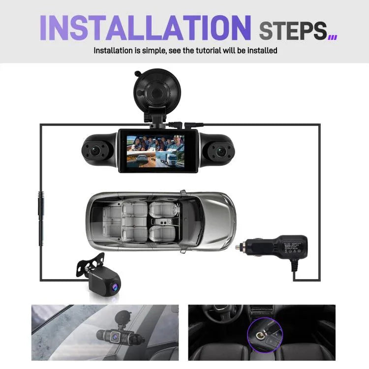 3인치 2K 자동차 DVR 카메라 WiFi 쿼드 녹화 HD 차량용 녹화기 1080P 중력 센서 포함, L5942