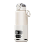 Portable Baby Bottle Warmer 15000mAh Wireless Smart Heating Cup with Adjustable Temp & Constant 48H Warm, IPX6 Waterproof, Glass White, Glass Green, Stainless White, Stainless Green