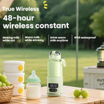 휴대용 아기 젖병 워머 15000mAh 무선 스마트 가열 컵, 온도 조절 및 48시간 지속 보온, IPX6 방수, 유리 화이트, 유리 그린, 스테인리스 화이트, 스테인리스 그린