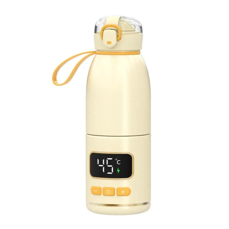 450ml 휴대용 무선 아기 젖병 워머 15000mAh 충전식 가열 컵 37-55도, 스테인리스 스틸, 유리