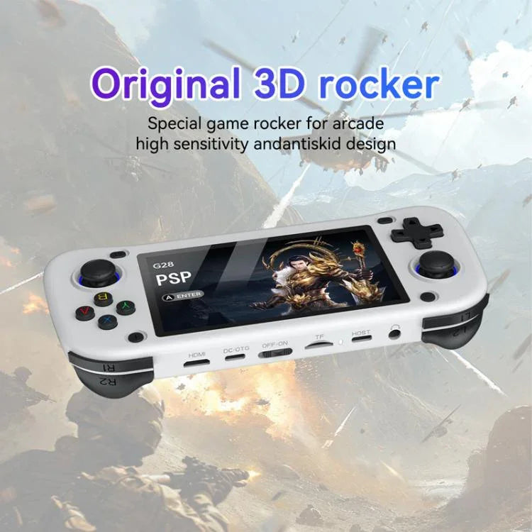 G28 휴대용 오픈소스 게임 콘솔 4.3인치 HD IPS 스크린, ARM 쿼드코어 Cortex-A7 1.3GHz, 64GB