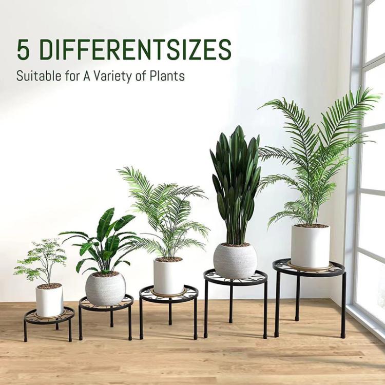 Metal Plant Stand Rust-Proof Iron Flower Pot Stand, 5pcs