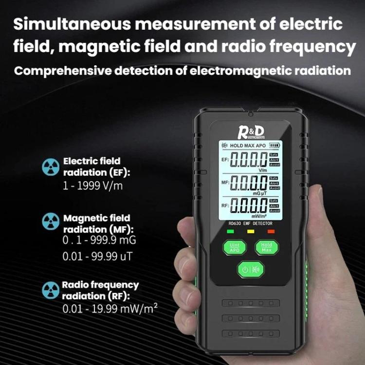 R&D INSTRUMENTS RD630 3-in-1 전기장 자기장 RF 탐지기 전자기 방사선 측정기, RD630