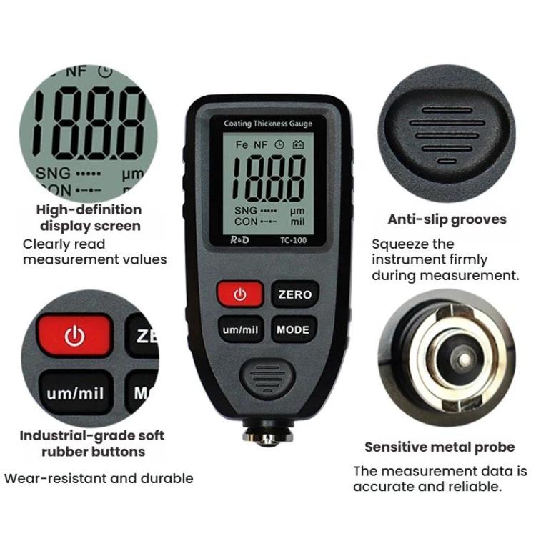 R&D INSTRUMENTS TC-100 고정밀 코팅 두께 게이지 자동차 도장 필름 두께 측정기, TC-100