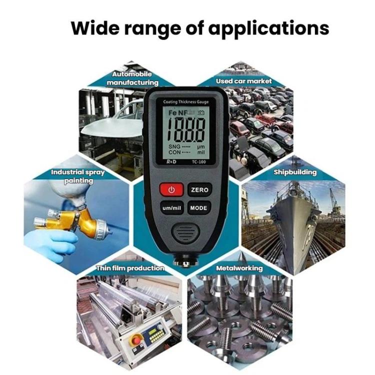 R&D INSTRUMENTS TC-100 고정밀 코팅 두께 게이지 자동차 도장 필름 두께 측정기, TC-100