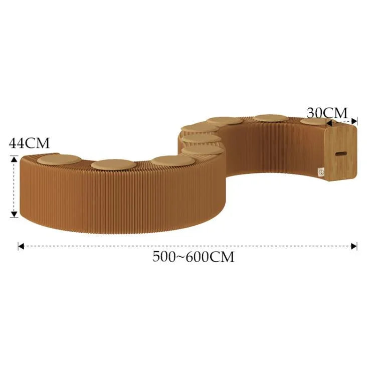 아코디언 확장형 종이 벤치 접이식 소파 의자 현관용 스툴, 높이 30cm 3인용 브라운, 높이 30cm 6인용 브라운, 높이 30cm 9인용 브라운, 높이 44cm 3인용 브라운, 높이 44cm 6인용 브라운, 높이 44cm 9인용 브라운