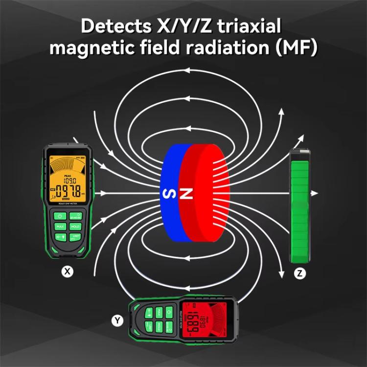 R&D INSTRUMENTS RD637 3-in-1 디지털 디스플레이 알람 충전식 전자기 방사선 측정기, RD637