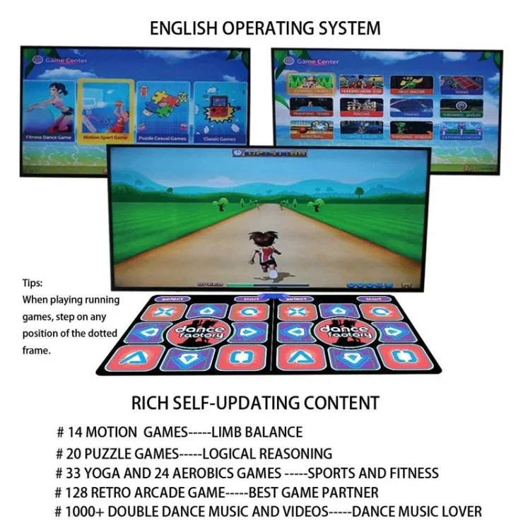 AR 모션 센싱 댄스 매트 TV & PC용 무선 듀얼 플레이어 피트니스 게임 패드 HDMI 및 16GB 메모리 카드 포함, 커플 스타일, 벨벳 스타일