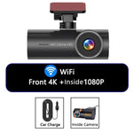 4K 스마트폰 연결 WiFi 고화질 이중 녹화 차량용 대시캠, 전면+내부, 전면+내부+GPS 추적, 전면+후면, 전면+후면+GPS 추적