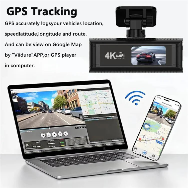 4K 스마트폰 연결 WiFi 고화질 이중 녹화 차량용 대시캠, 전면+내부, 전면+내부+GPS 추적, 전면+후면, 전면+후면+GPS 추적