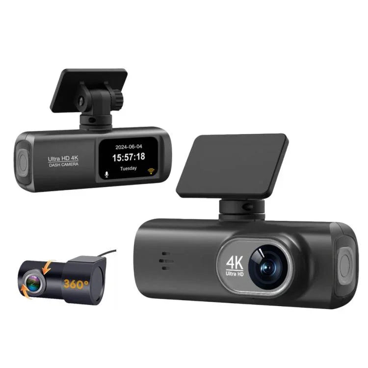 4K 이중 녹화 WiFi 스마트폰 연결 차량용 대시캠, 전면+후면, 전면+후면+GPS 추적, 전면+내부, 전면+내부+GPS 추적