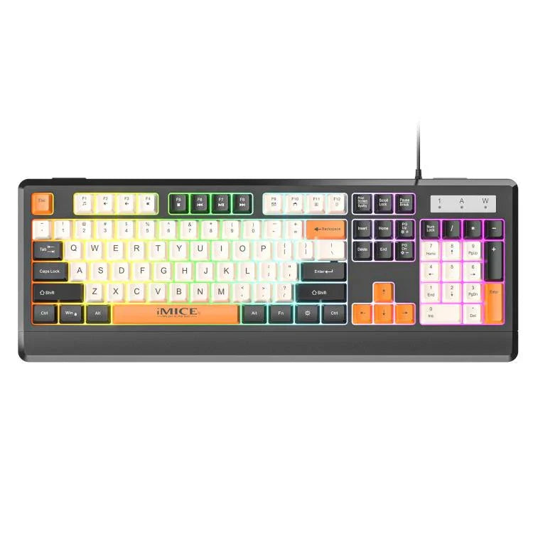 iMICE AK-100 유선 USB 무지개 백라이트 컬러 블록 키캡 키보드