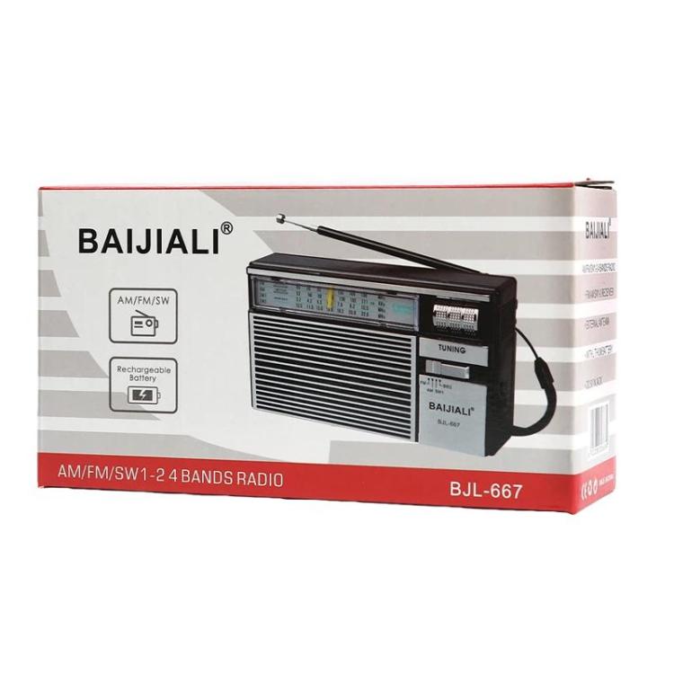 BAIJIALI BJL-667 FM AM SW 멀티밴드 라디오 독립 노브 휴대용 라디오, BAIJIALI BJL-667