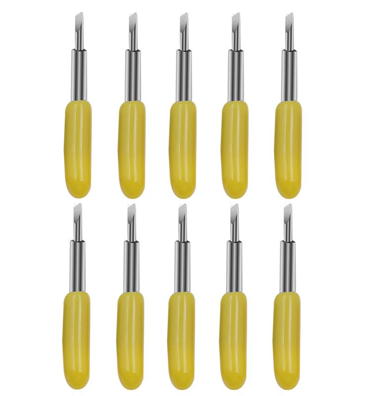 10개 롤랜드 조각 커터 조각기 액세서리 소모품 조각기 커터, 30도 노랑, 45도 빨강, 60도 파랑