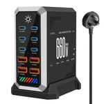 6 타입-C + 4 USB 멀티포트 660W 고출력 충전기, 갈륨 나이트라이드 데스크탑 충전기, 미국 플러그, 영국 플러그, 유럽 플러그, 호주 플러그