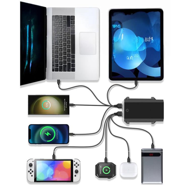 6 타입-C + 4 USB 멀티포트 660W 고출력 충전기, 갈륨 나이트라이드 데스크탑 충전기, 미국 플러그, 영국 플러그, 유럽 플러그, 호주 플러그